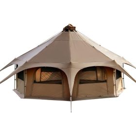 Canvas Tent Bell Tent 16.4ft*High9.2ft with Stove Jack for Glamping Family Camping Zipped Removable Floor