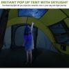 Pop Up Tent, 4 Person Instant Tent with Skylight, Waterproof Instant Pop Up Tent with Rainfly, Easy Setup Camping Tents