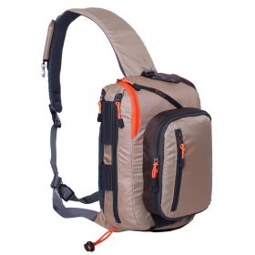 Fly Fishing Sling Packs Fishing Tackle Storage Shoulder Bag (Color: Khaki)