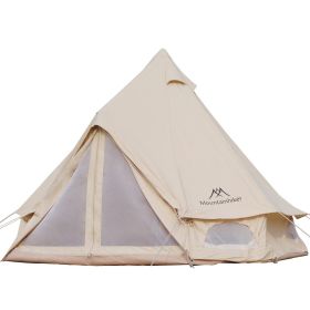 Mongolian Tent, Glamping Tent with Cool Ventilation Mosquito Net Doors & Windows for Family Camping Party (Color: Yellow)